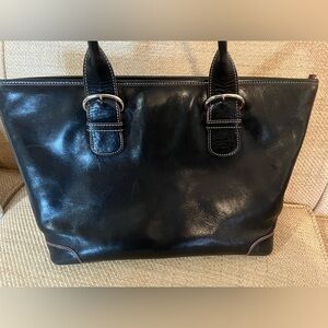 Nordstrom Genuine Leather Black Shoulder Bag, Fully Lined